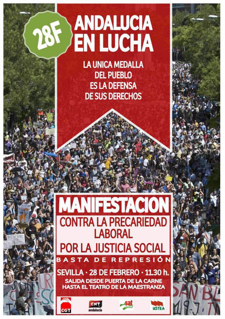 Manifestación 28F Sevilla. Contra la precariedad laboral, por la justicia social