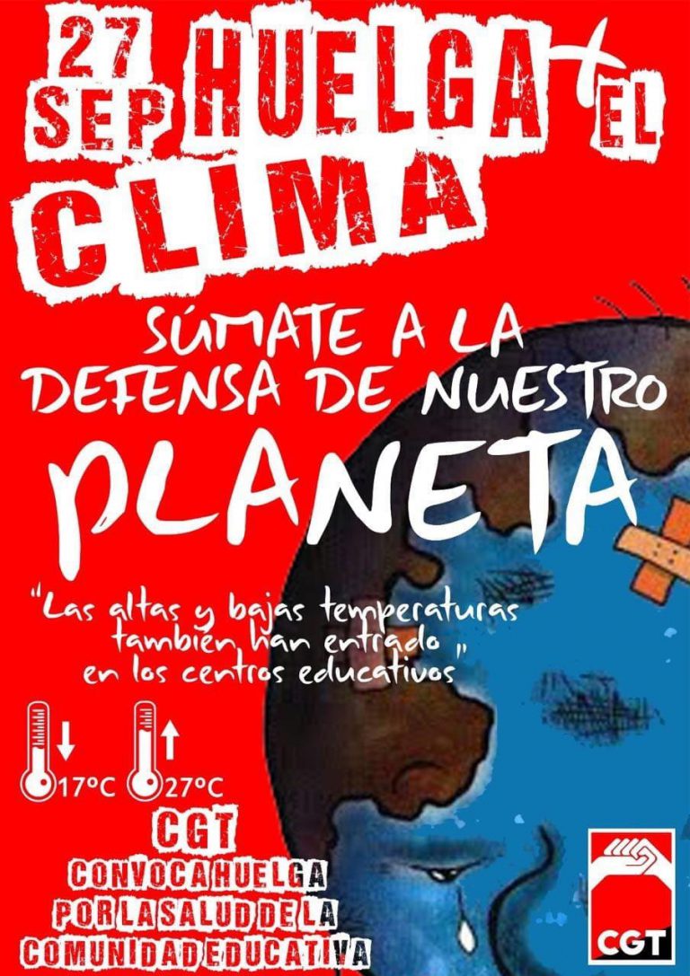 CGT CONVOCA AL PERSONAL DE LOS CENTROS EDUCATIVOS ANDALUCES A LA HUELGA MUNDIAL POR EL CLIMA EL 27S