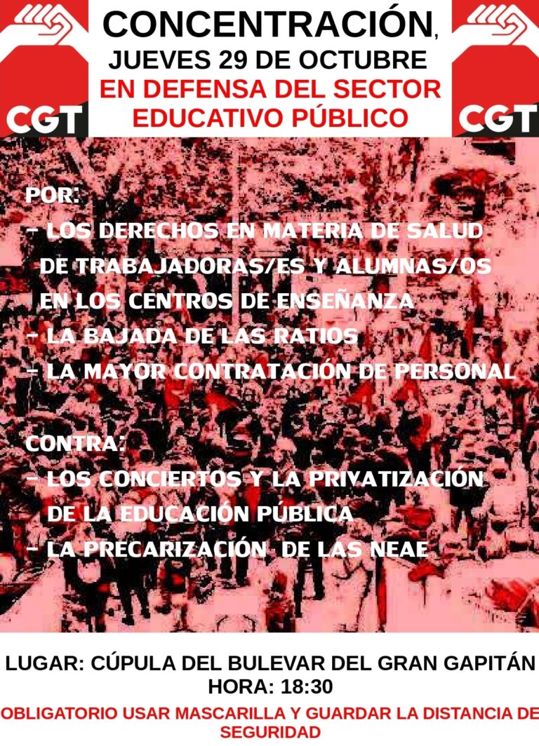 ¡Nos sobran los motivos! Córdoba, 29 de octubre a las 18:30 horas: concentración en el Bulevar.