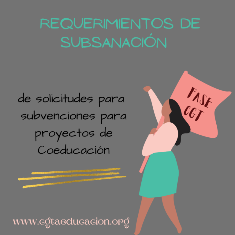 Requerimiento de subsanaciones de solicitudes de subvenciones para proyectos de Coeducación