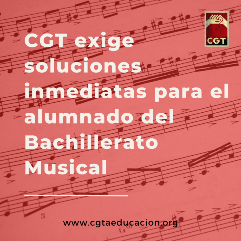 CGT exige soluciones inmediatas para el alumnado del Bachillerato Musical