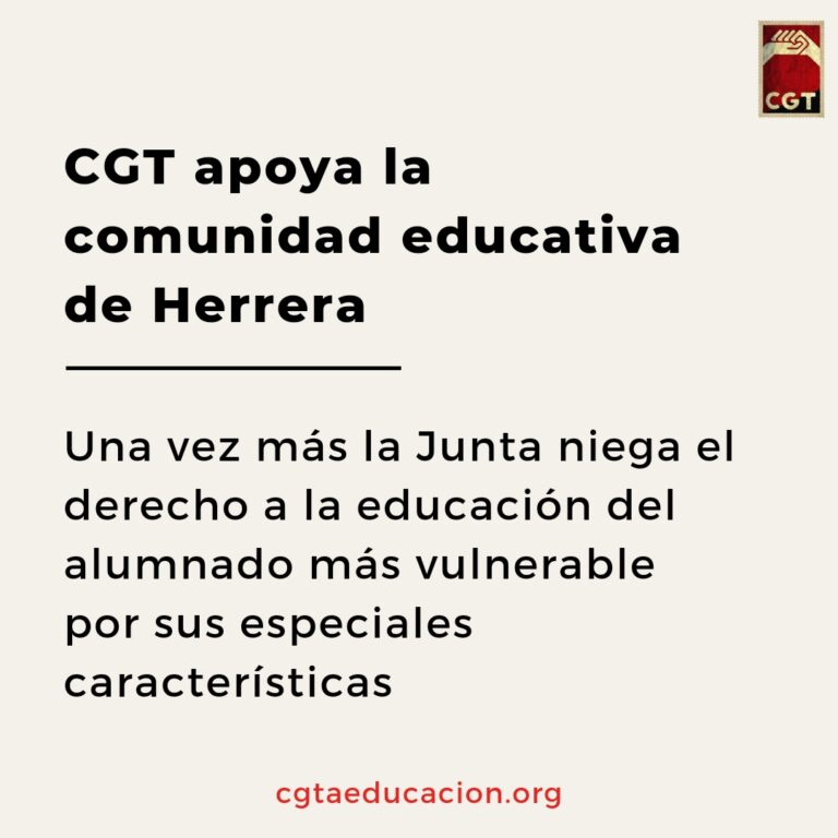 CGT apoya la comunidad educativa de Herrera