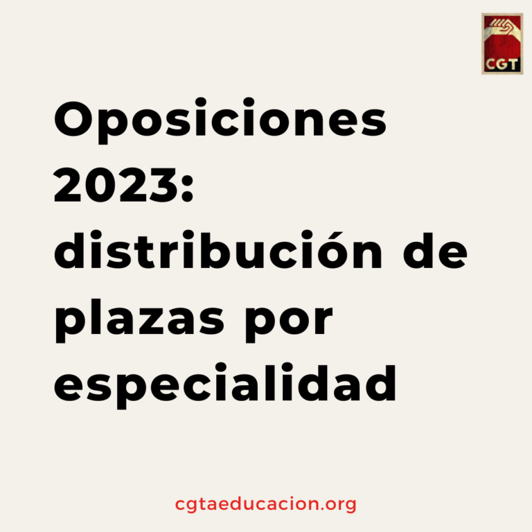 Oposiciones 2023: distribución de plazas por especialidad