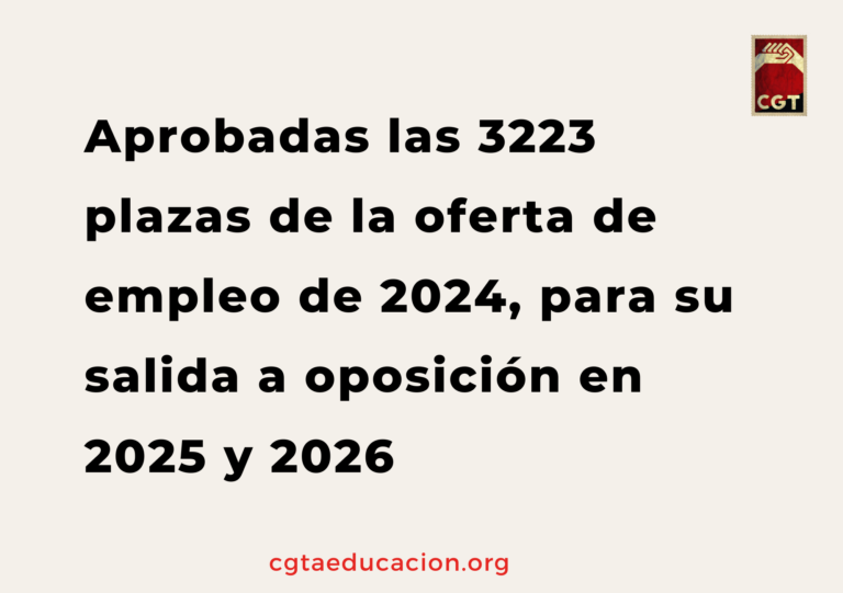 Aprobadas las 3223 plazas de la oferta de empleo de 2024, para su salida a oposición en 2025 y 2026