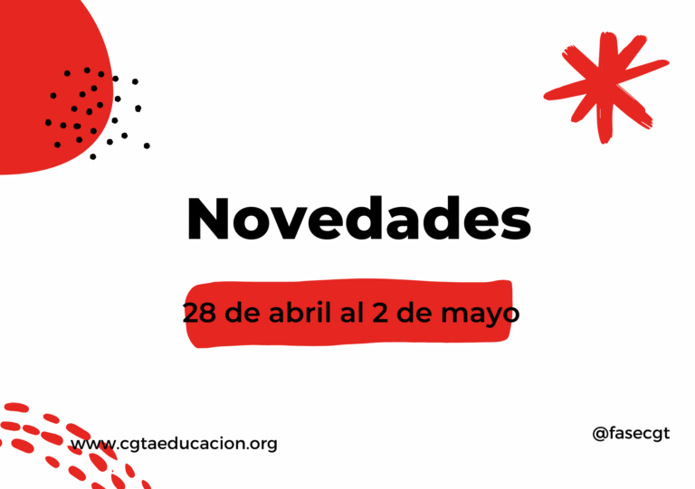 Novedades (semana del 28 de abril al 2 de mayo)