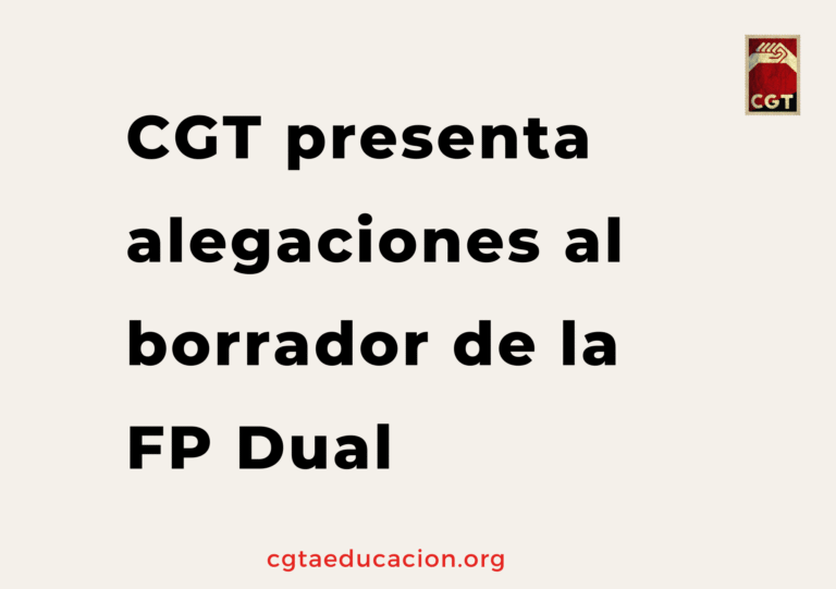 CGT presenta alegaciones al borrador de la FP Dual