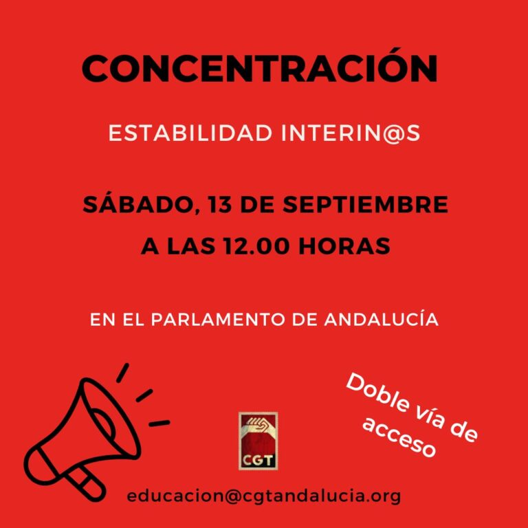 Concentración 13 septiembre 12.00h en el Parlamento de Andalucía