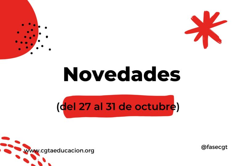 NOVEDADES (del 27 al 31 de octubre)