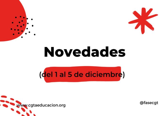 Novedades 1 dic 25 Novedades de educación CGT Junta de Andalucía