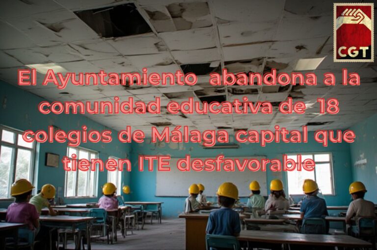 El Ayuntamiento abandona a la comunidad educativa de 18 colegios de Málaga capital que tienen ITE desfavorable.