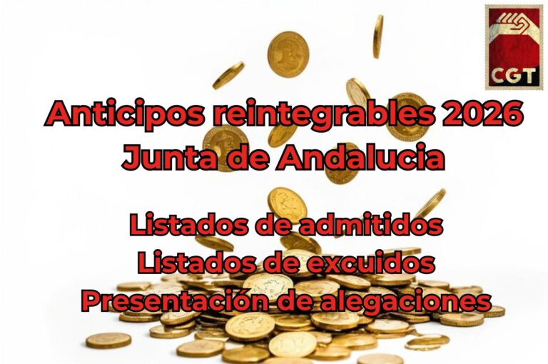 Anticipos reintegrables 2026 junta de Andalucía, listados admitidos y excluidos con presentación de alegaciones