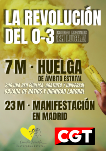 Cartel huelga educación infantil Andalucía 0-3 años