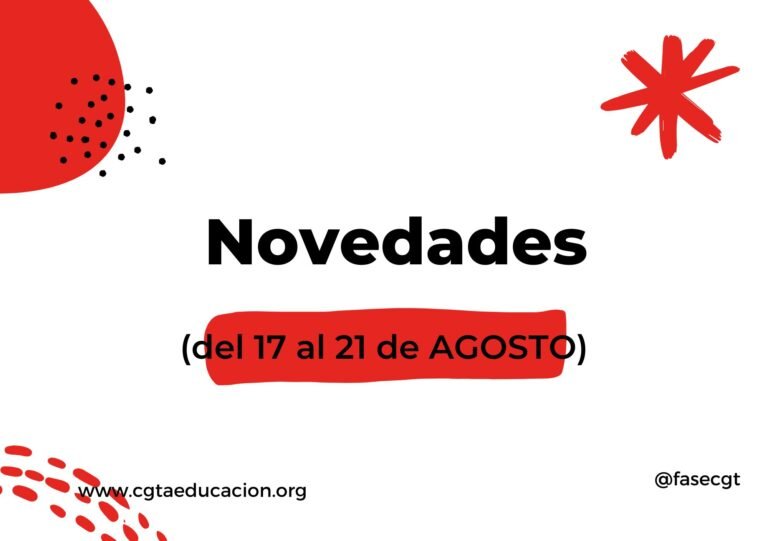 NOVEDADES (del 17 al 21 de Agosto)