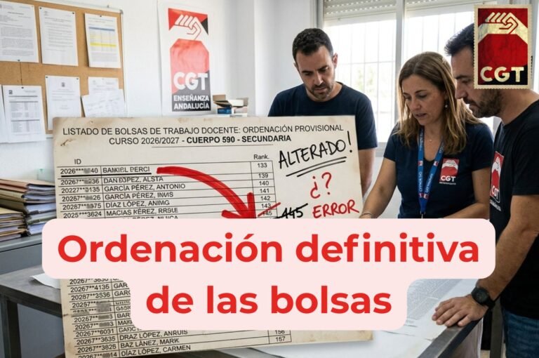 Ordenación definitiva de las bolsas para interinas docentes de Andalucía