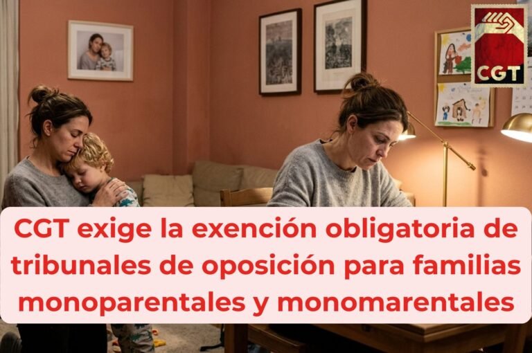CGT exige la exención obligatoria de tribunales de oposición para familias monoparentales y monomarentales en la educación pública andaluza