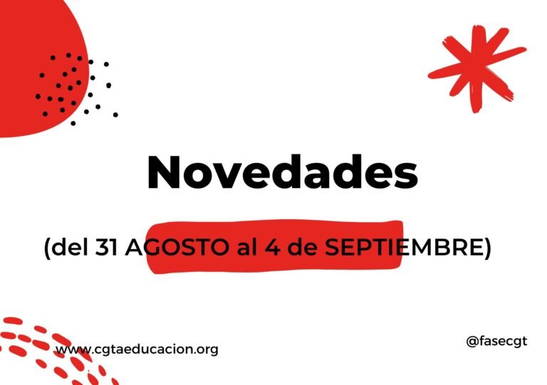 NOVEDADES (del 31 de Agosto al 28 de Septiembre)