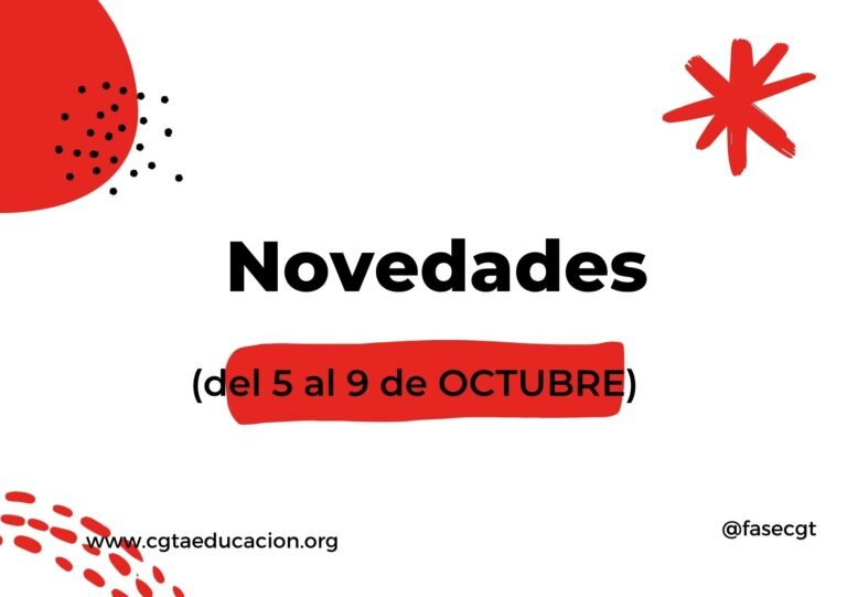 NOVEDADES (del 5 al 9 de Octubre)
